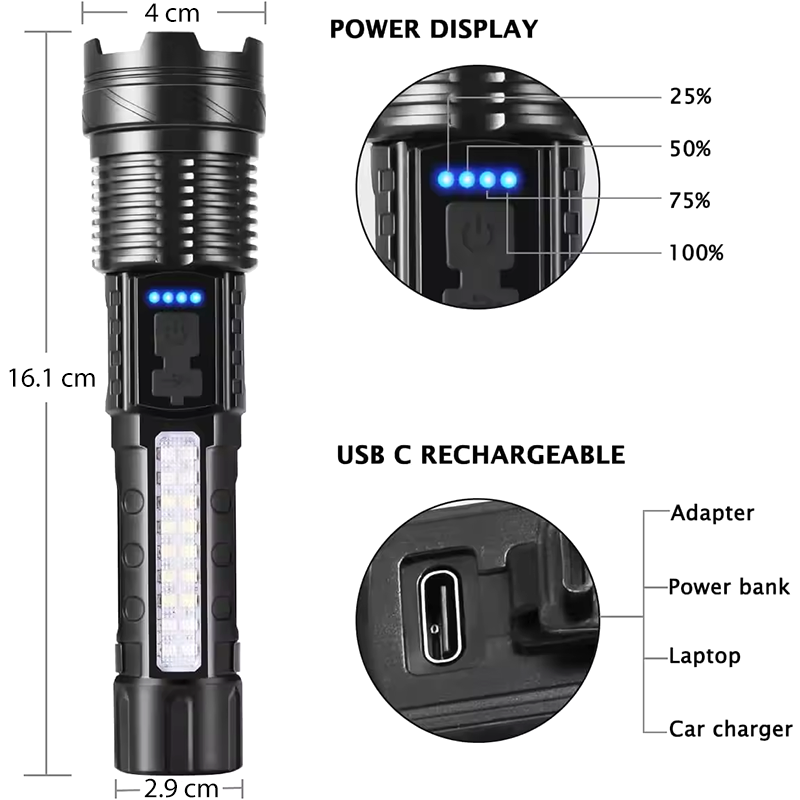 (BUY 1 GET 1 FREE) USB Rechargeable LED Torch