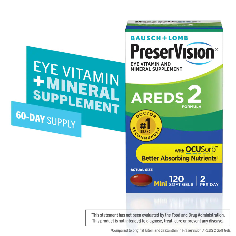 PreserVision AREDS 2 Eye Vitamin & Mineral Supplement – 120 Mini Soft Gels