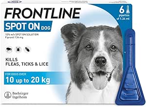 FRONTLINE Spot On Flea & Tick Treatment for Medium Dog (10-20kg) 6 Pipettes
